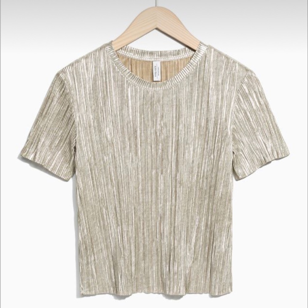 & Other Stories Gold Pleated Top